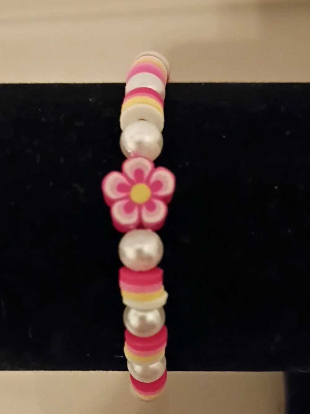 Kids Pink Flower Beaded Bracelet